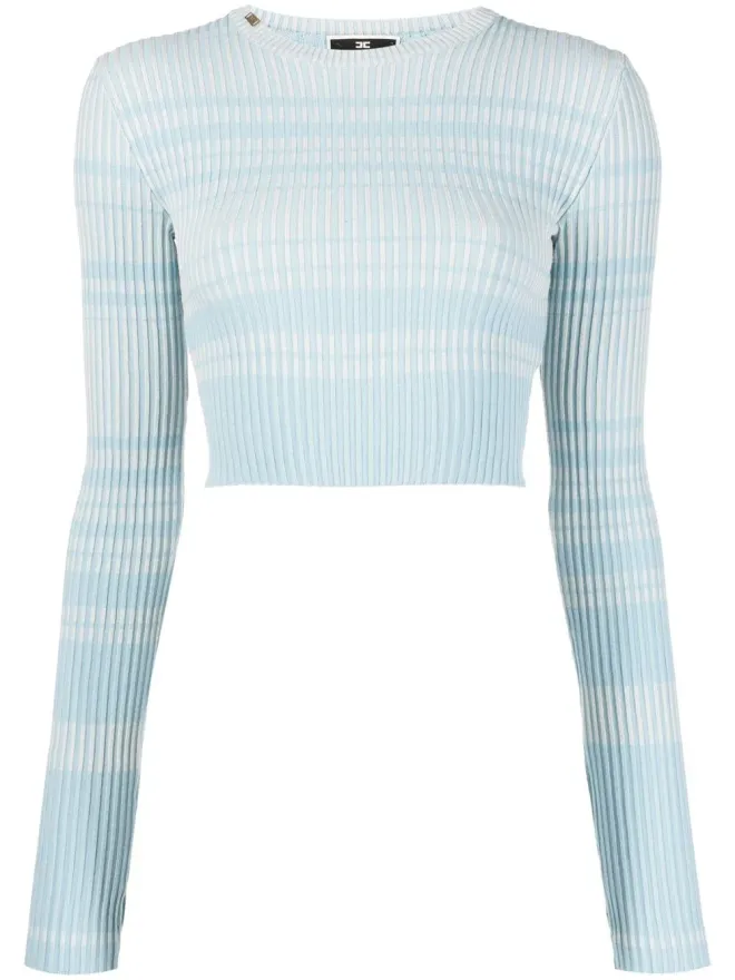 Elisabetta Franchi Elisabetta Franchi ストライプ柄クロップドジャンパー - ブルーの商品画像