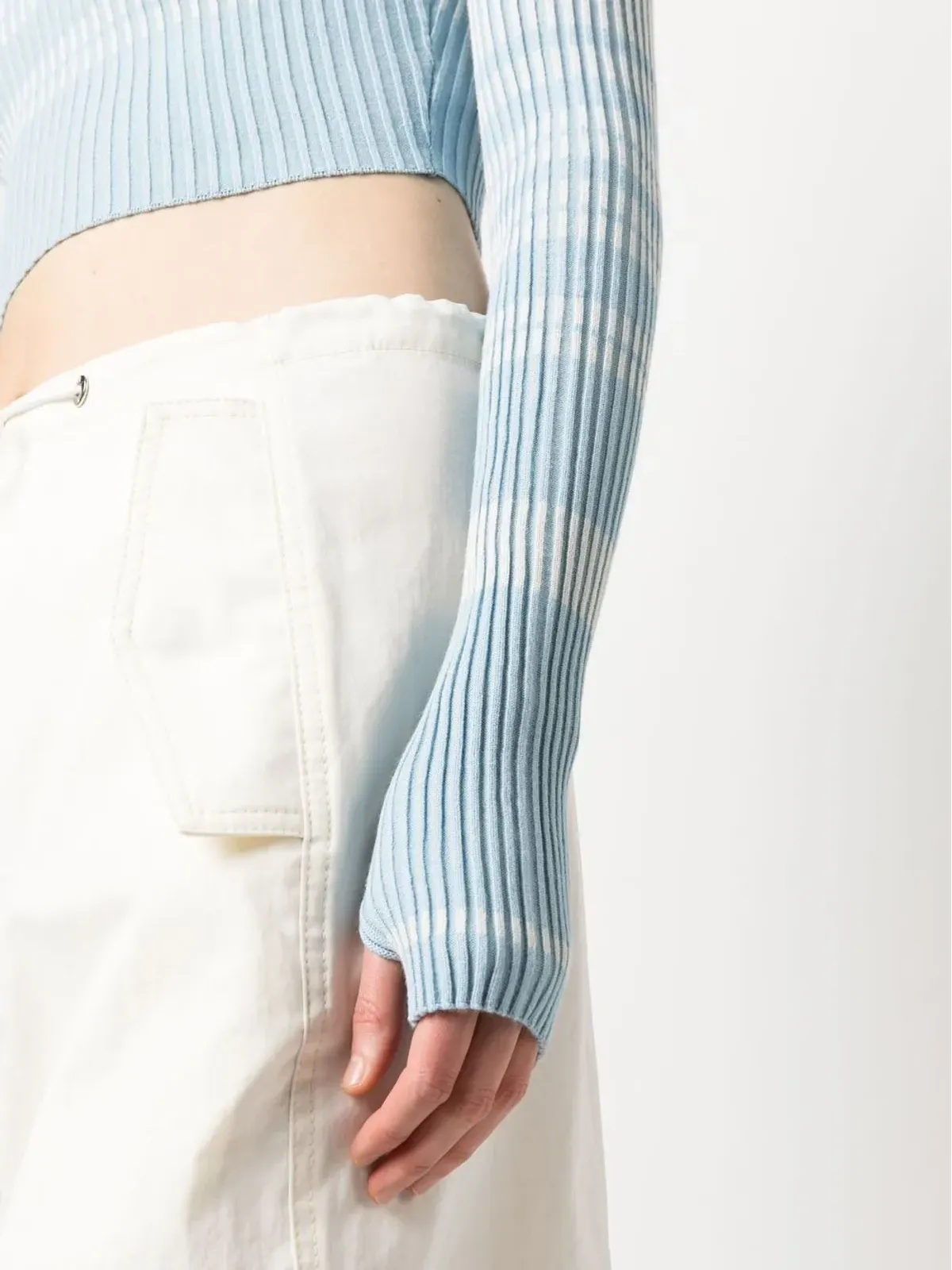 Elisabetta Franchi ストライプ柄クロップドジャンパー - ブルー - 画像5