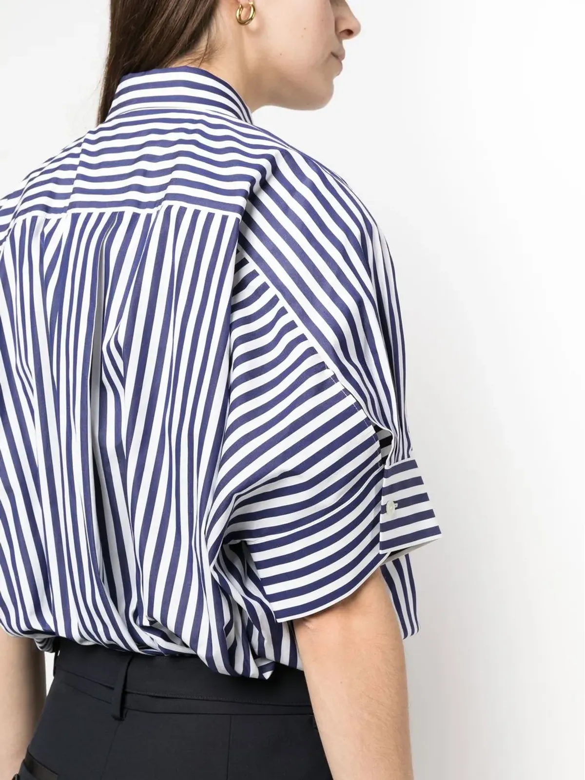 sacai ストライプパネル入りシャツドレス - ホワイト - 画像5