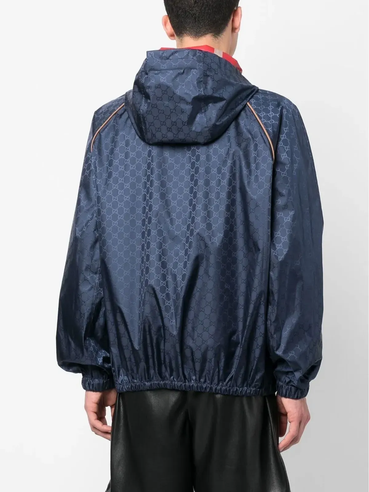 Gucci GG Supremeジャカード フード付きジャケット ブルー - 画像4