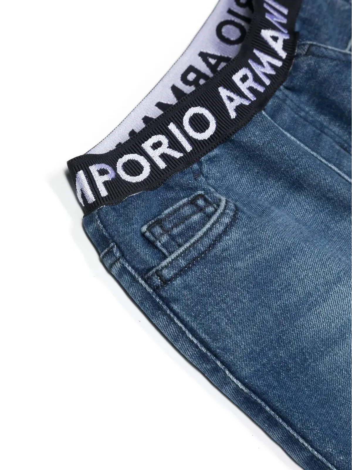 Emporio Armani Kids ロゴウエストバンド付きスリムジーンズ - Blue - 画像3