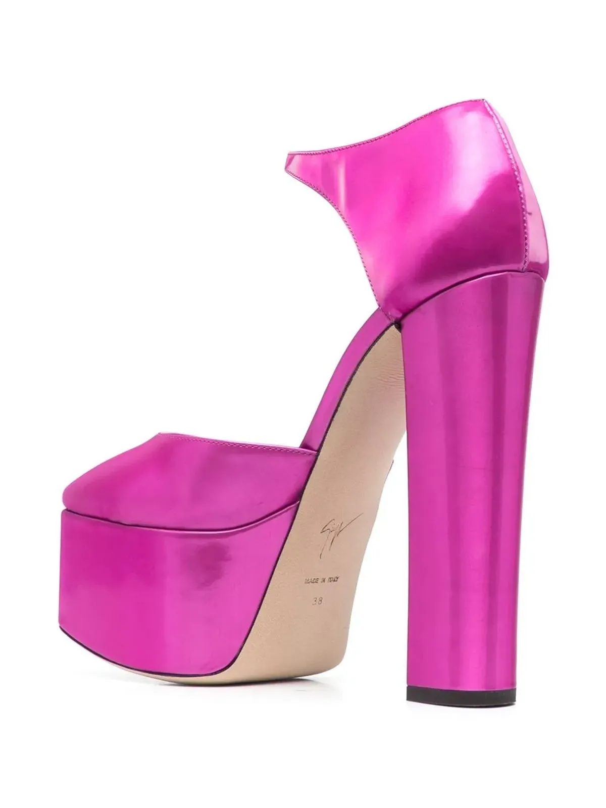 Giuseppe Zanotti ピンクのプラットフォームレザーパンプス - 画像3