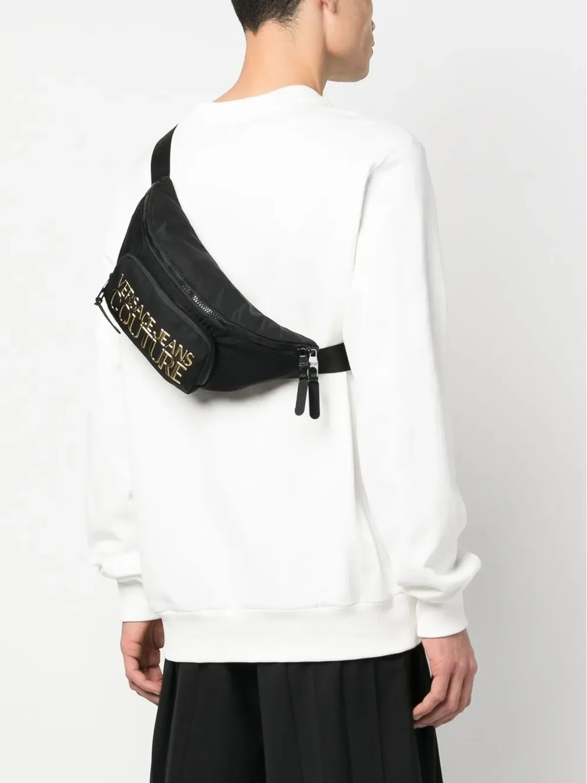 Versace Jeans Couture ロゴプリント ベルトバッグ ブラック - 画像2