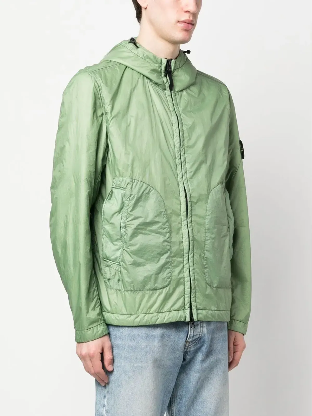 Stone Island ロゴパッチ付きフードジャケット - 画像3