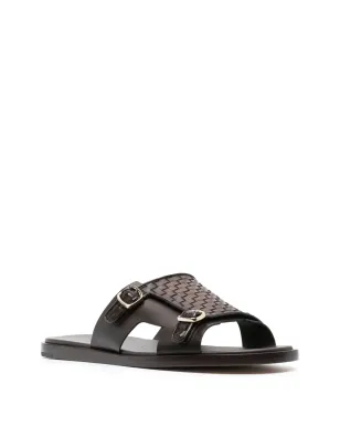 Santoni 編み込みストラップ付きフラットレザーサンダル - サムネイル2