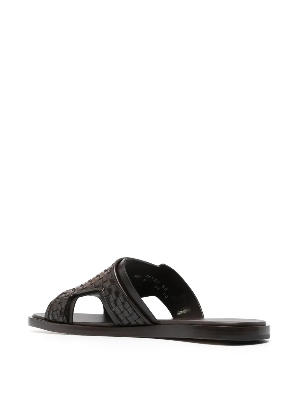 Santoni 編み込みストラップ付きフラットレザーサンダル - 画像3