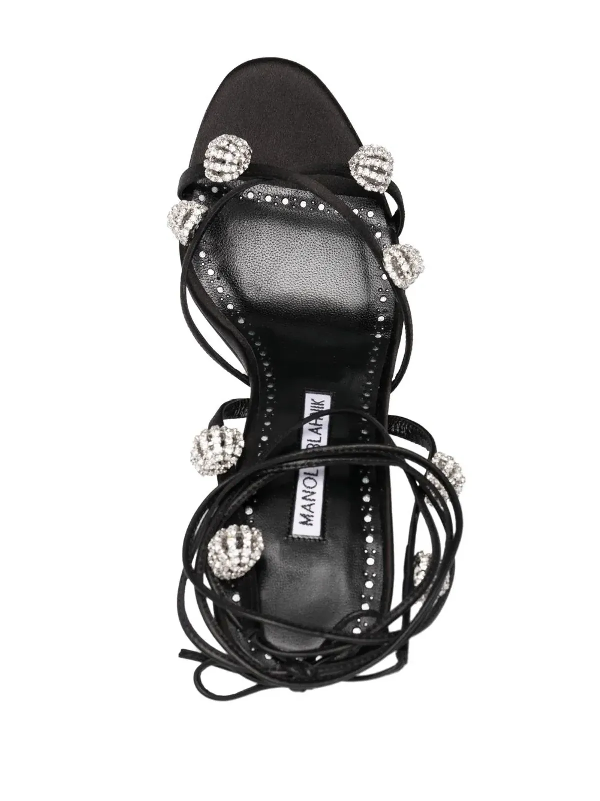 Manolo Blahnik エルサカ 100mm 装飾サンダル - ブラック - 画像4