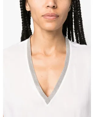 Fabiana Filippi Vネック半袖Tシャツ - サムネイル4