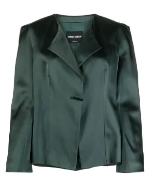 Giorgio Armani Pre-Owned 1990年代 シルク ノッチドラペル シングルブレスト ジャケット グリーン - サムネイル1