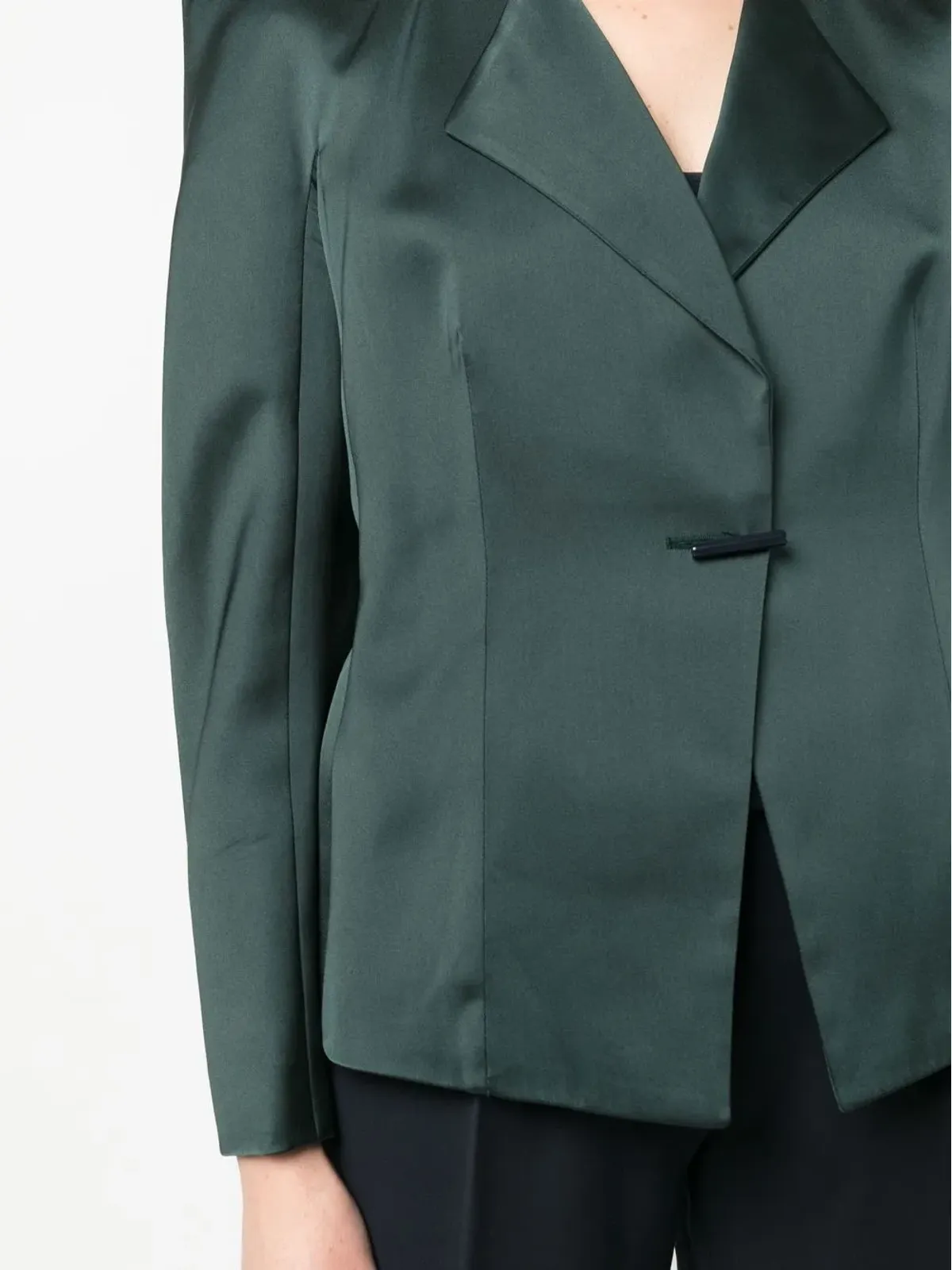Giorgio Armani Pre-Owned 1990年代 シルク ノッチドラペル シングルブレスト ジャケット グリーン - 画像5