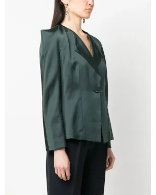 Giorgio Armani Pre-Owned 1990年代 シルク ノッチドラペル シングルブレスト ジャケット グリーン - サムネイル3