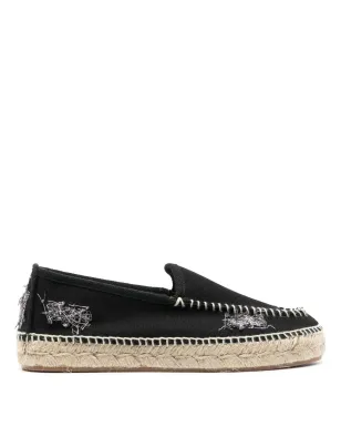 Maison Margiela 刺繍キャンバス エスパドリーユ - ブラック - サムネイル1