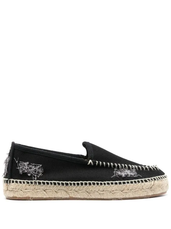 Maison Margiela Maison Margiela 刺繍キャンバス エスパドリーユ - ブラックの商品画像
