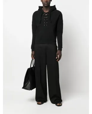 Saint Laurent 紐付きオーガニックコットン フーディー - ブラック - サムネイル2