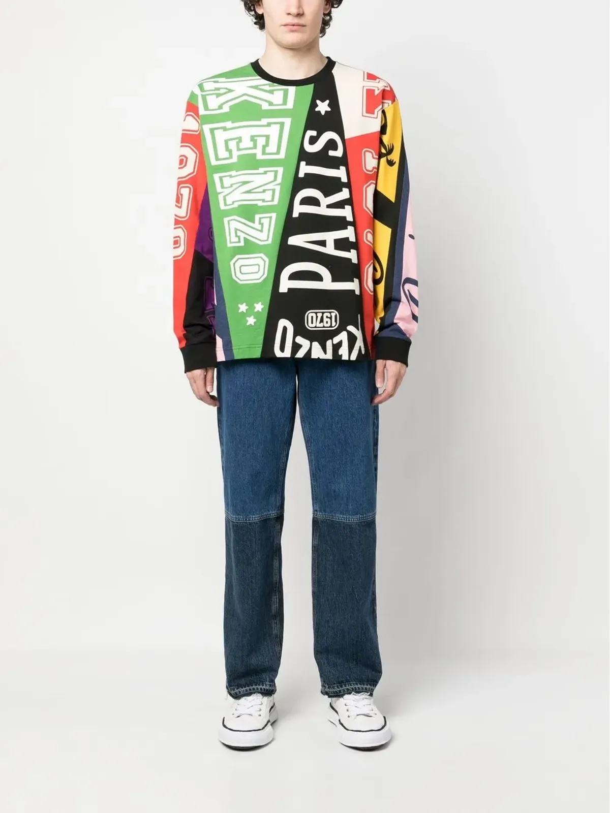 Kenzo パッチワークコットン スウェットシャツ グリーン - 画像2