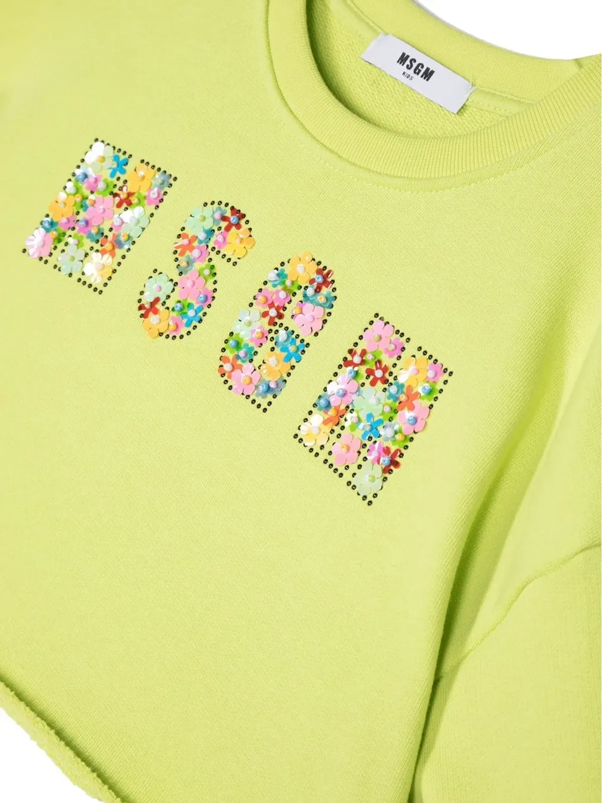 MSGM Kids 花柄スパンコール付きクルーネックスウェット - 画像3