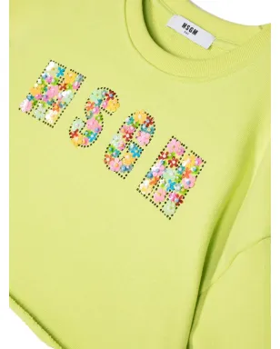 MSGM Kids 花柄スパンコール付きクルーネックスウェット - サムネイル3