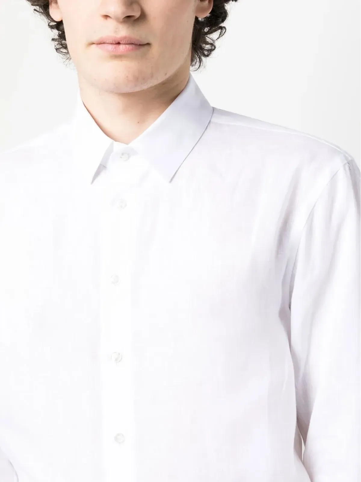 Giorgio Armani ボタンアップリネンシャツ - White - 画像5