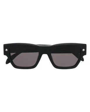 Alexander McQueen Eyewear ロゴ刻印のスクエアサングラス - ブラック - サムネイル1