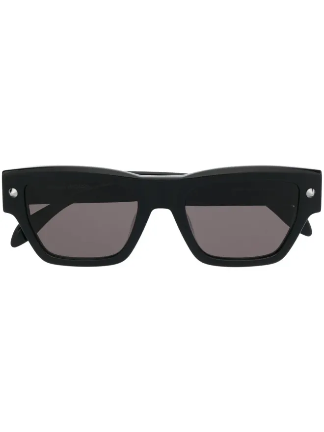 Alexander McQueen Eyewear Alexander McQueen Eyewear ロゴ刻印のスクエアサングラス - ブラックの商品画像
