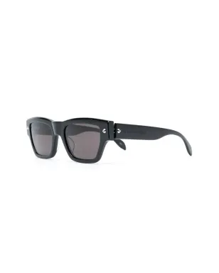 Alexander McQueen Eyewear ロゴ刻印のスクエアサングラス - ブラック - サムネイル2