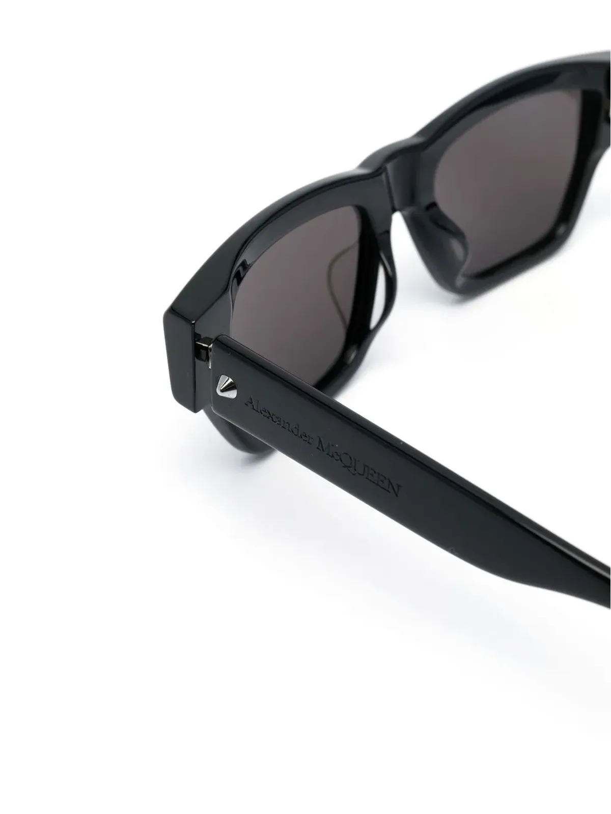 Alexander McQueen Eyewear ロゴ刻印のスクエアサングラス - ブラック - 画像3