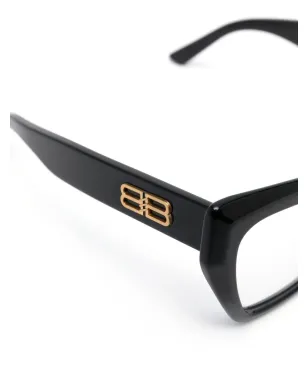 Balenciaga Eyewear ロゴプレートスクエアフレーム眼鏡 - ブラック - サムネイル3