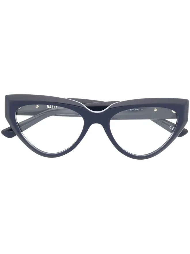 Balenciaga Eyewear Balenciaga Eyewear logo-engraved cat-eye glasses - Blueの商品画像