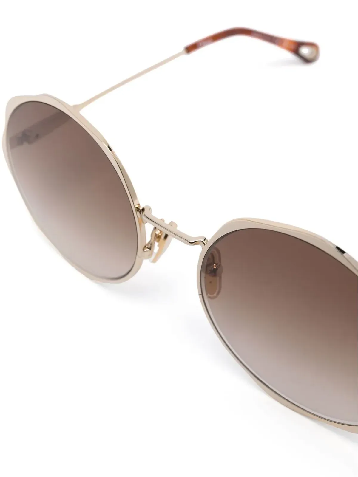 Chloé Eyewear engraved-logo round-frame sunglasses - Gold - 画像3