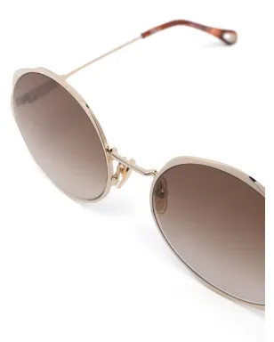 Chloé Eyewear engraved-logo round-frame sunglasses - Gold - サムネイル3