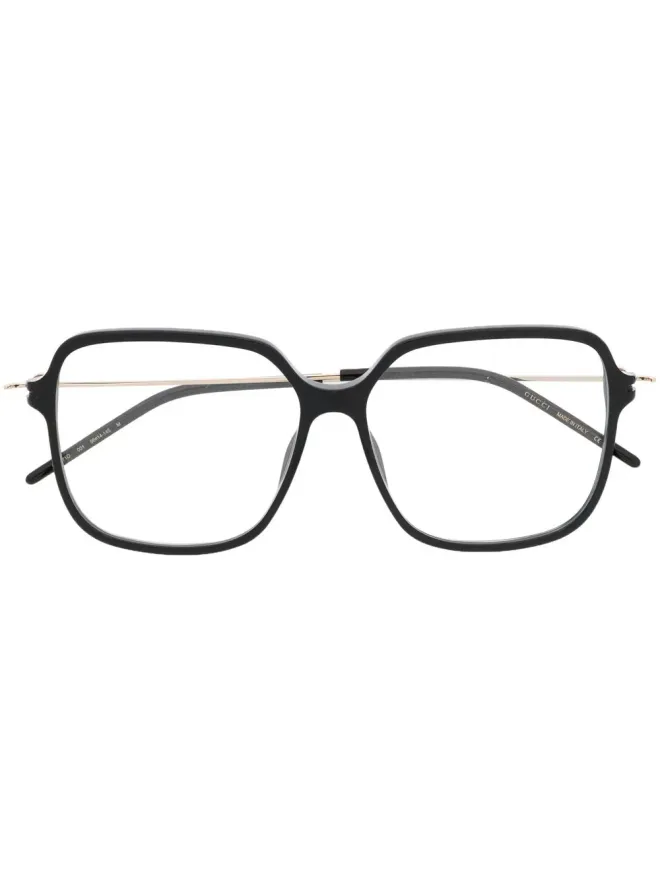 Gucci Eyewear Gucci Eyewear ロゴ入りスクエアフレーム眼鏡 - ブラックの商品画像