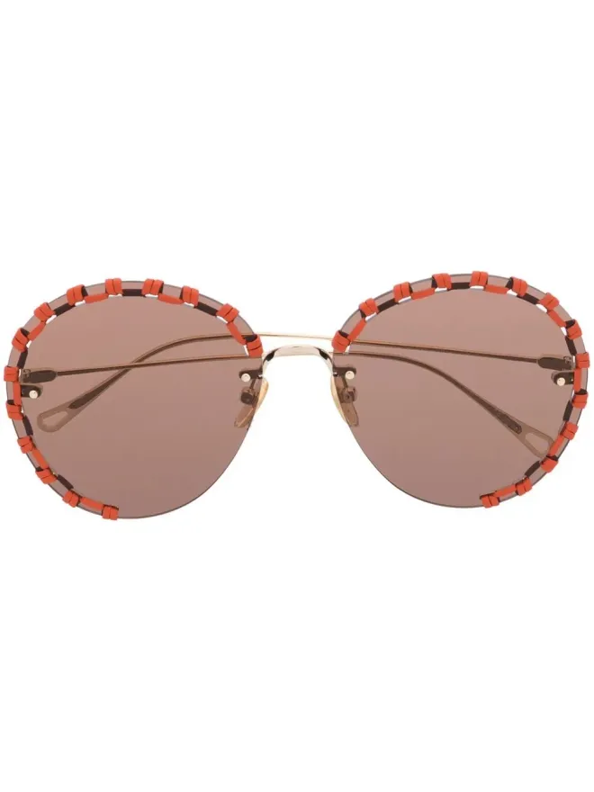 Chloé Eyewear Chloé Eyewear ステッチングディテールの丸型フレーム サングラスの商品画像