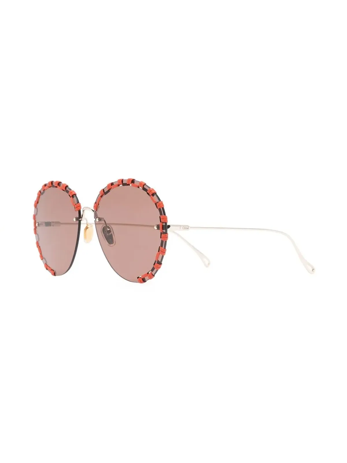 Chloé Eyewear ステッチングディテールの丸型フレーム サングラス - 画像2