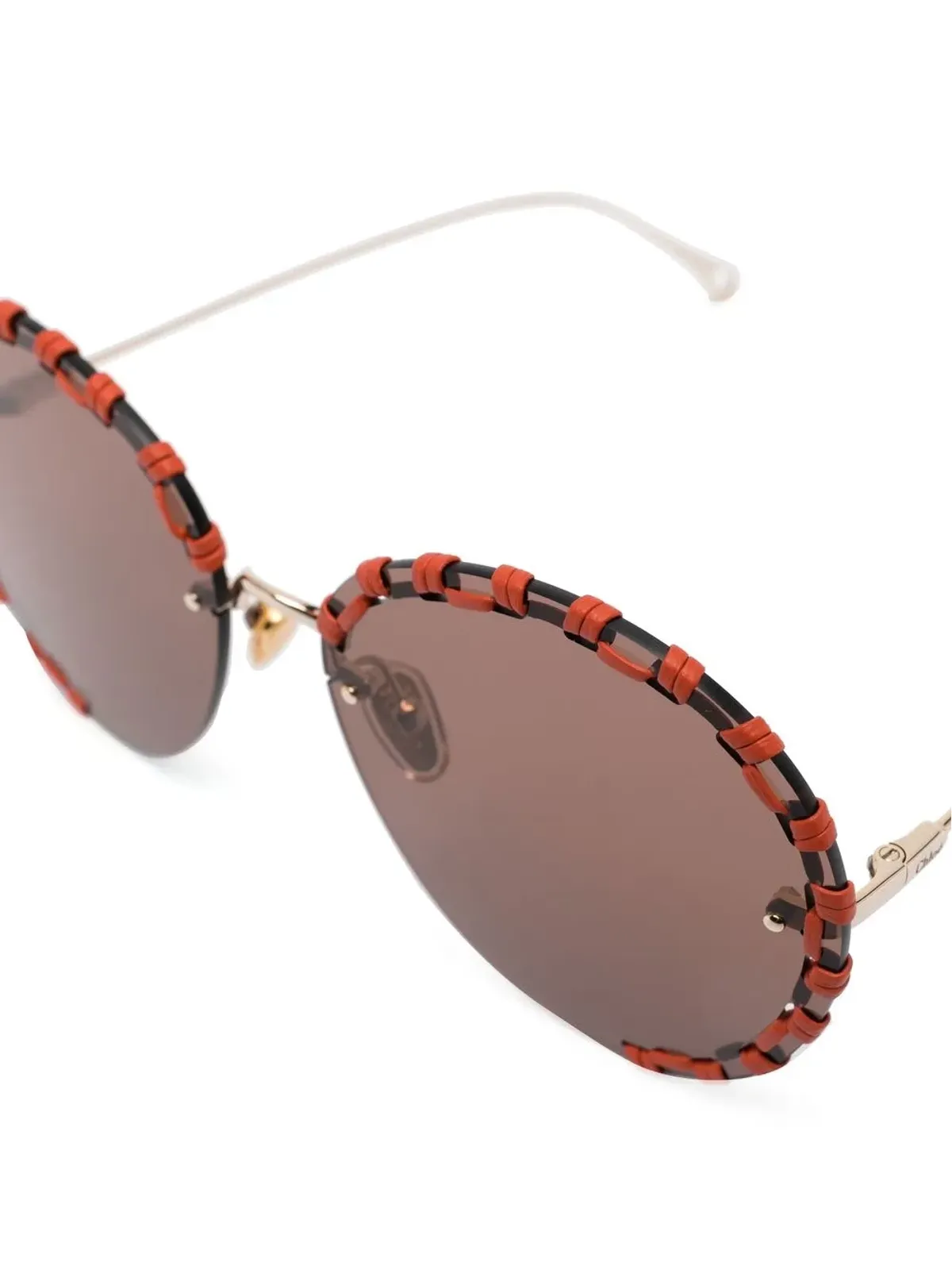 Chloé Eyewear ステッチングディテールの丸型フレーム サングラス - 画像3