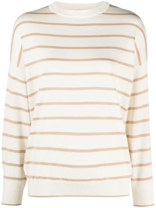 Lorena Antoniazzi Lorena Antoniazzi ストライプ入り細編みジャンパー - Neutralsの商品画像