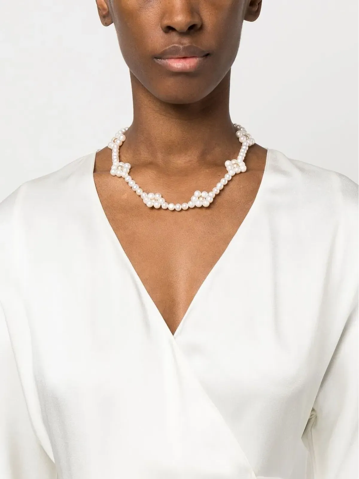 Hatton Labs faux-flower pearl necklace - White - 画像2