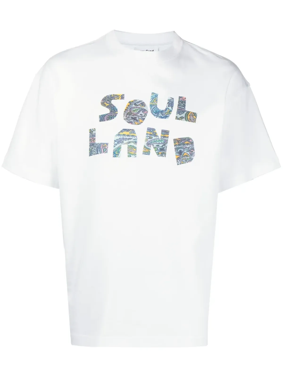 Soulland ペイズリーロゴ コットンTシャツ ホワイト - 画像1