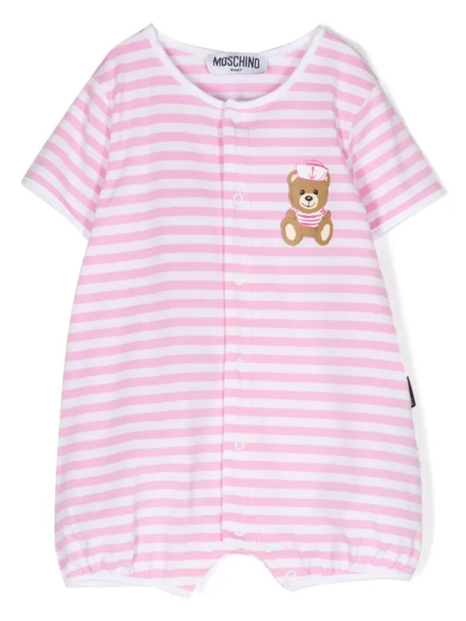 Moschino Kids Moschino Kids テディベア柄ストライプショートパンツ - ピンクの商品画像