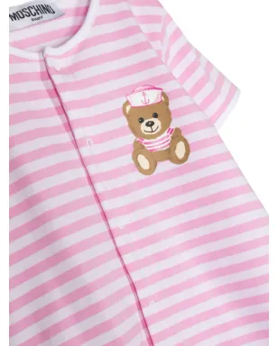 Moschino Kids テディベア柄ストライプショートパンツ - ピンク - サムネイル3