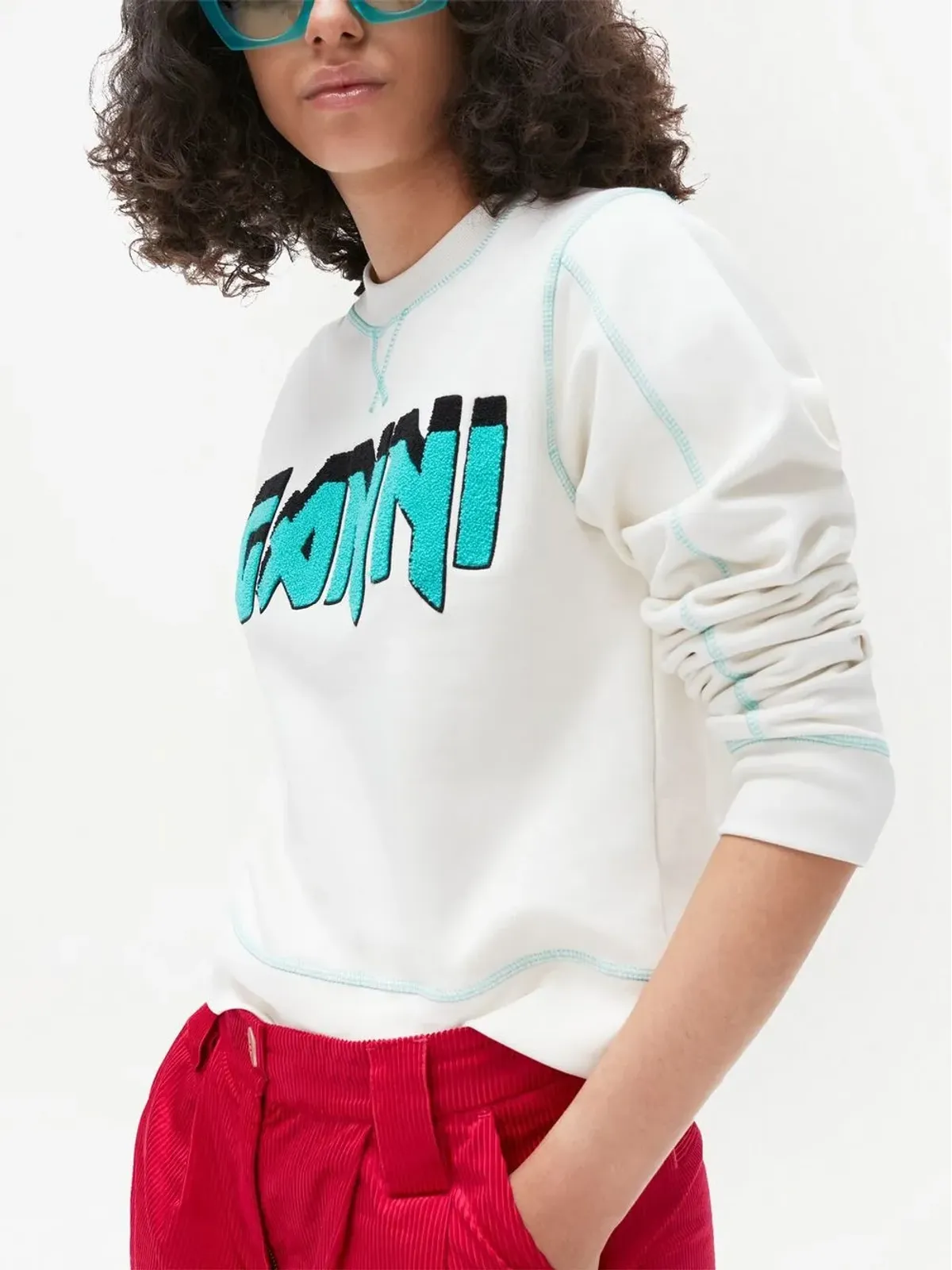 GANNI Isoli Rock logo-embroidered T-shirt - White - 画像3