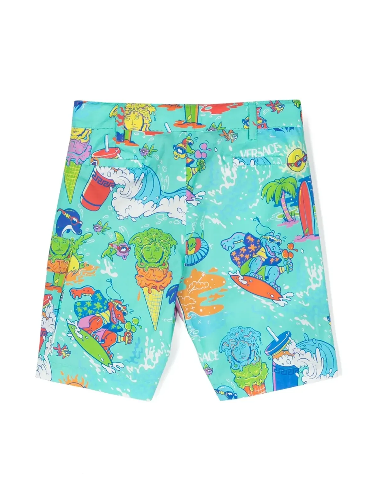 Versace Kids グラフィックプリントコットンショーツ - 画像2