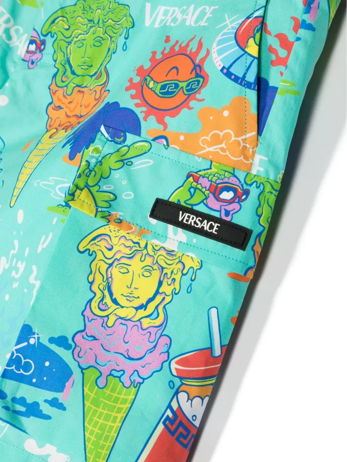 Versace Kids グラフィックプリントコットンショーツ - 画像3