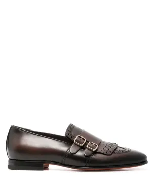 Santoni フリンジ ダブルバックル モンクシューズ - サムネイル1