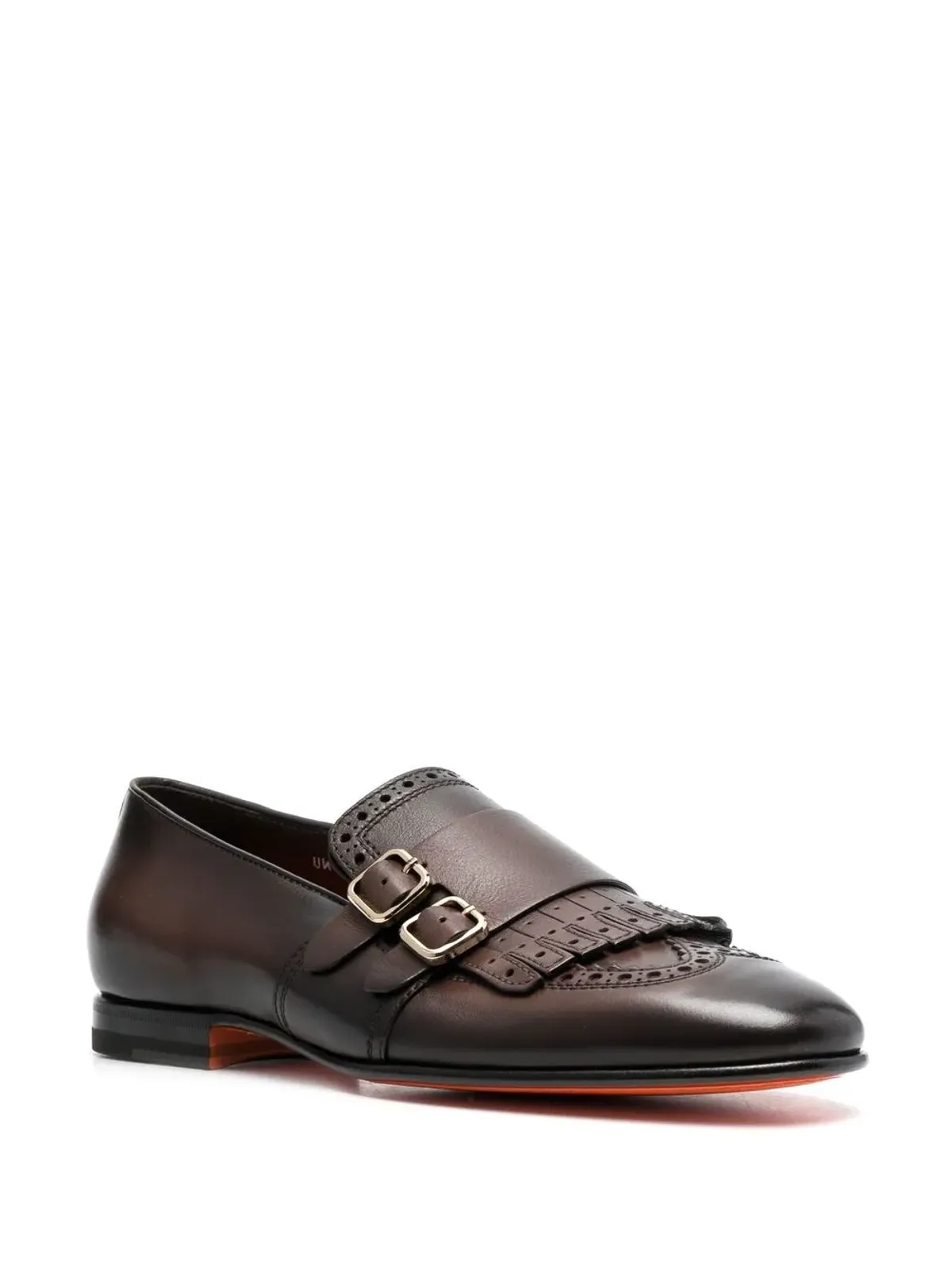 Santoni フリンジ ダブルバックル モンクシューズ - 画像2