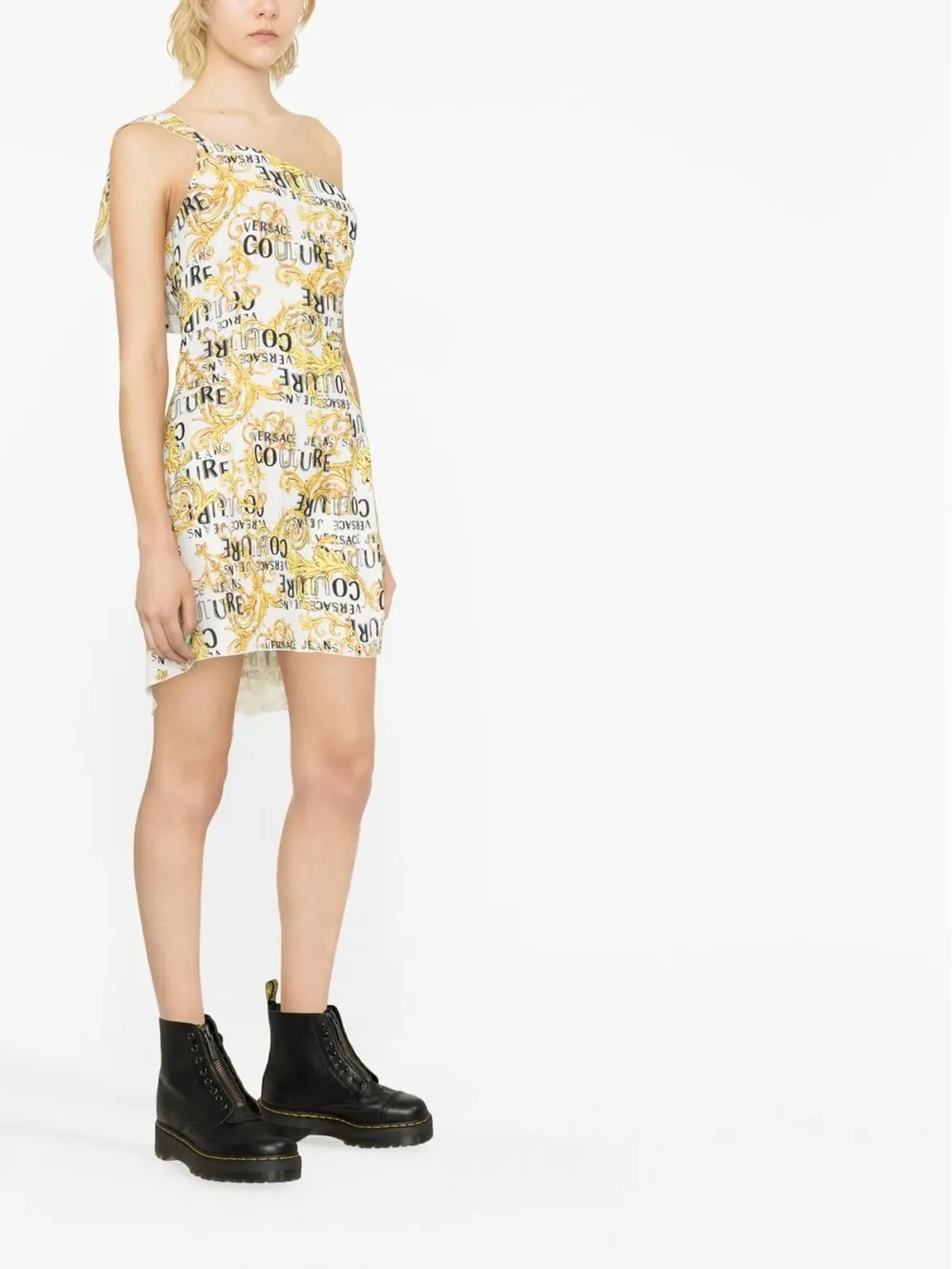 Versace Jeans Couture ロゴプリントワンショルダードレス - 画像4