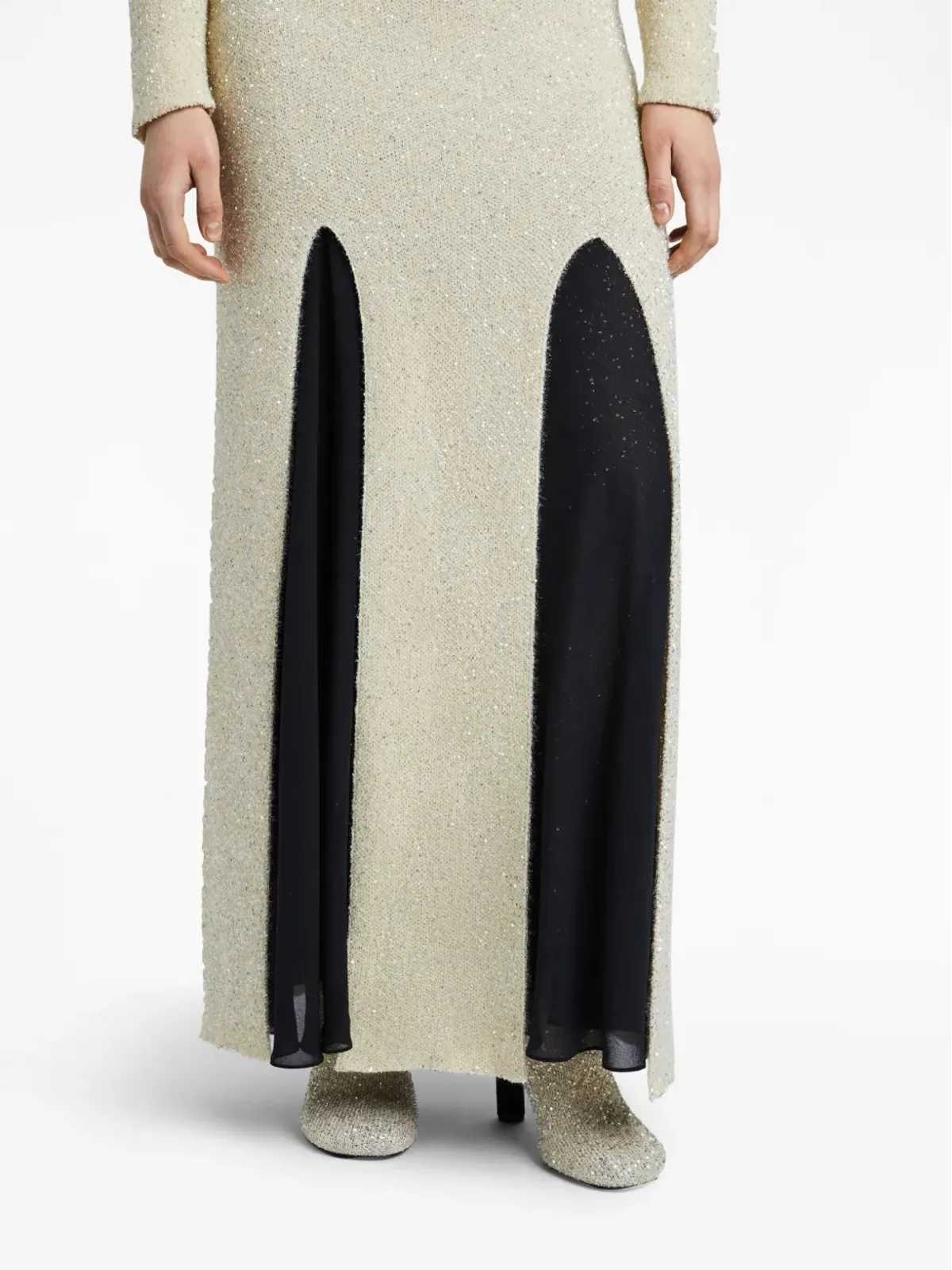 Proenza Schouler スパンコール入りパネルデザインのマキシスカート - 画像5