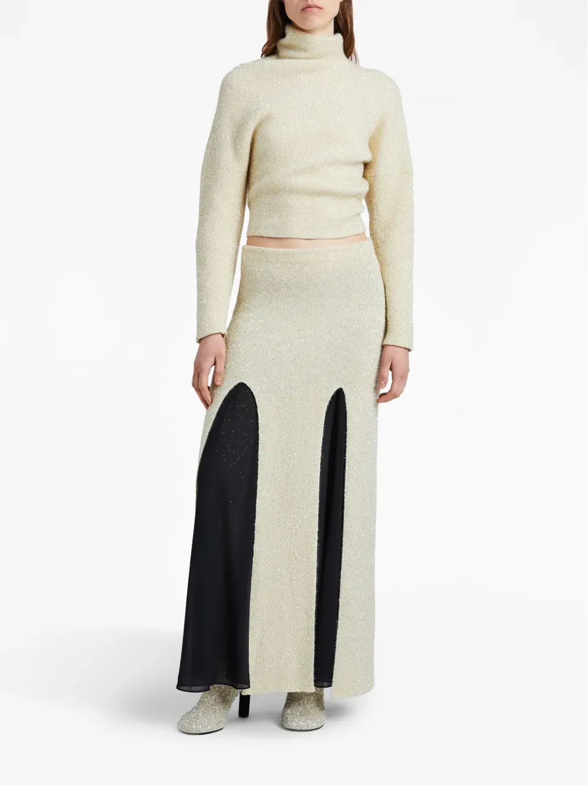 Proenza Schouler スパンコール入りパネルデザインのマキシスカート - 画像2