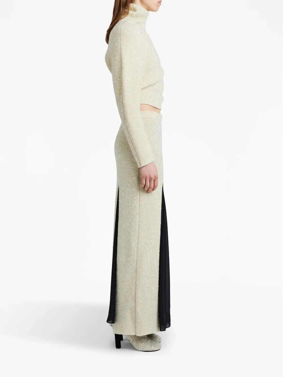 Proenza Schouler スパンコール入りパネルデザインのマキシスカート - 画像3