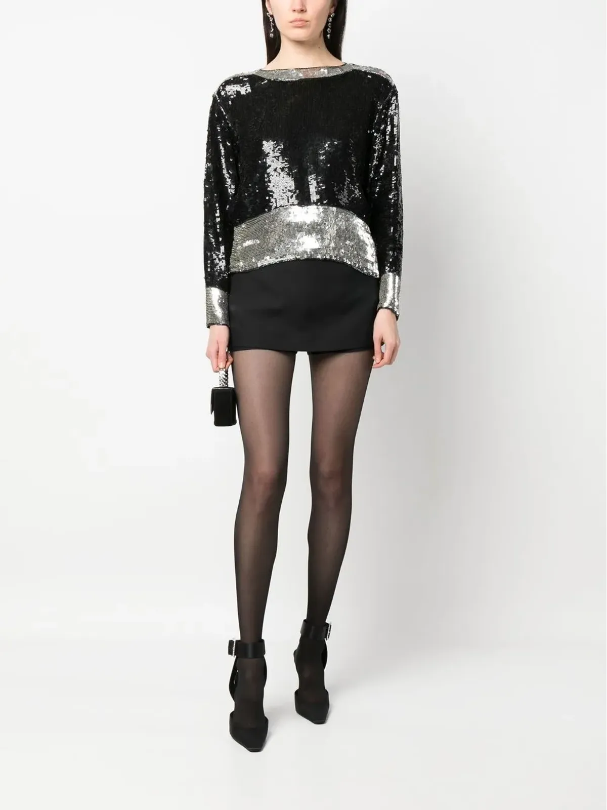 Saint Laurent Pre-Owned 1970s sequin-embellished top - Black - 画像2