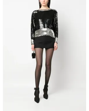 Saint Laurent Pre-Owned 1970s sequin-embellished top - Black - サムネイル2